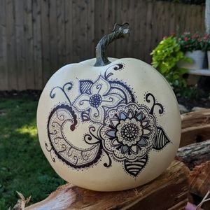 Hand Decorated Fall Pumpkin